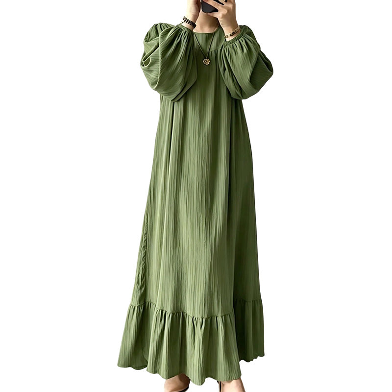 👗 50 % RABATT | Mühelose Eleganz für jeden Tag – Langarm-Maxi-Kleid mit Volantsaum-13