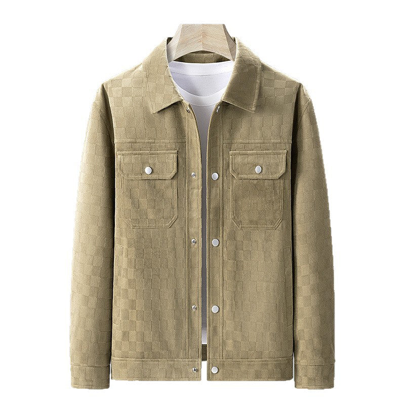 🎉Herbst-Special – 50 % Rabatt!🧥Herrenjacke aus Kunstwildleder mit Schachbrettmuster-11