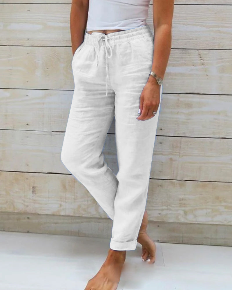 👖 50% RABATT! 🌿 Damenhose aus Baumwolle & Leinen – Elastischer Bund, atmungsaktiv & bequem – Perfekt für lässigen Sommer-Look ☀️-15