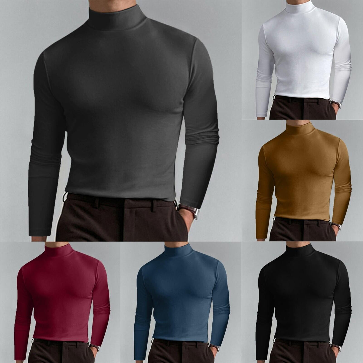 💥Ein Must-Have-All-Match-Unterhemd für Herbst und Winter 🔥Herren-T-Shirt mit hohem Kragen und langen Ärmeln und schmaler Passform