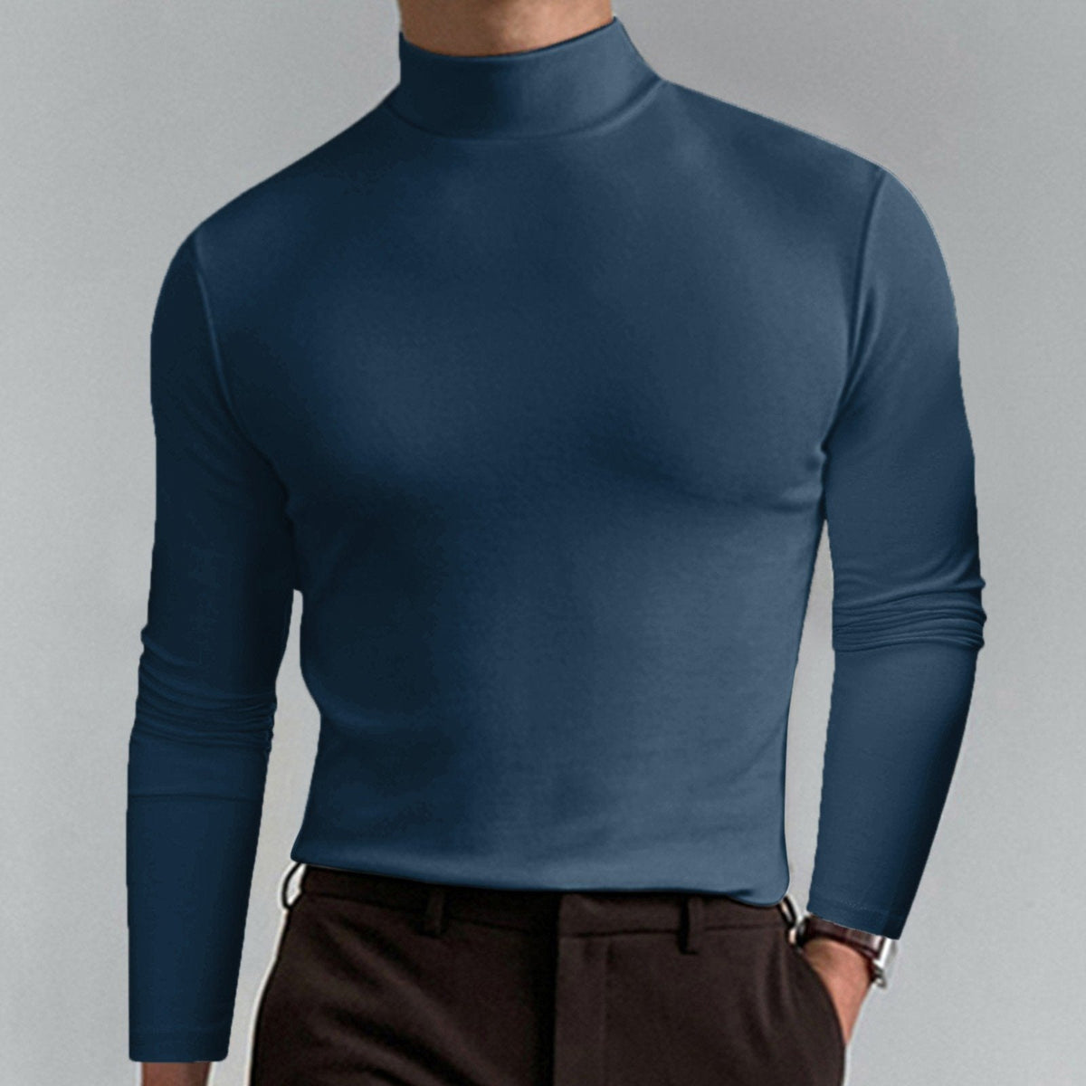 Ein Must-Have-All-Match-Unterhemd für Herbst und Winter 🔥Herren-T-Shirt mit hohem Kragen und langen Ärmeln und schmaler Passform-5