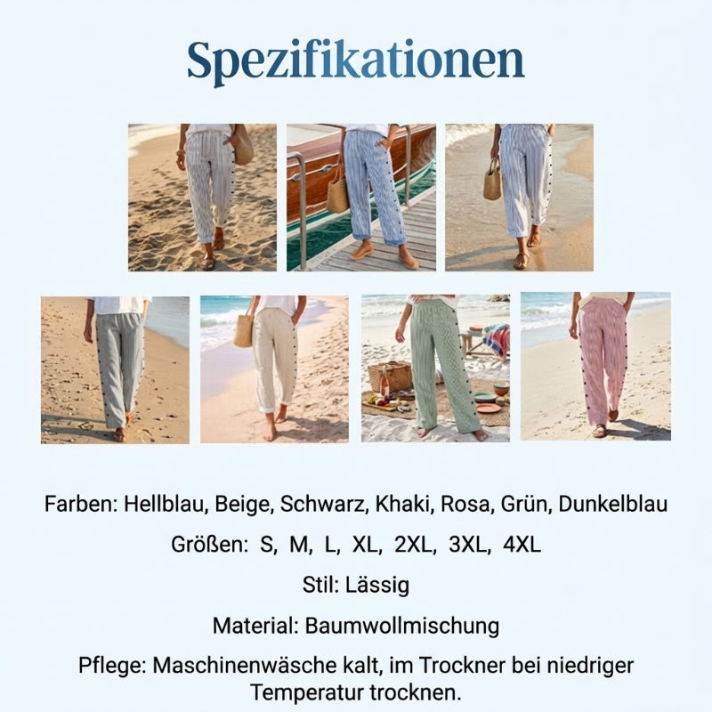 Bequeme blau gestreifte Hose mit Seitentaschen-7
