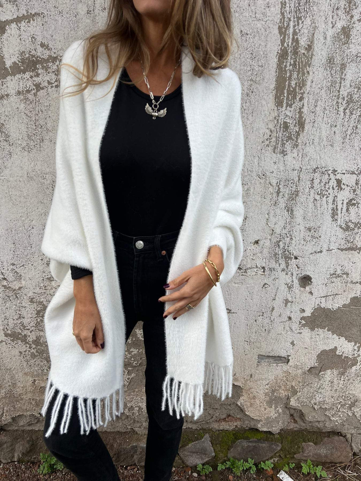 🍂Herbst-Specials🍂Langärmliger, lässiger Schalmantel mit Quaste für Damen-4