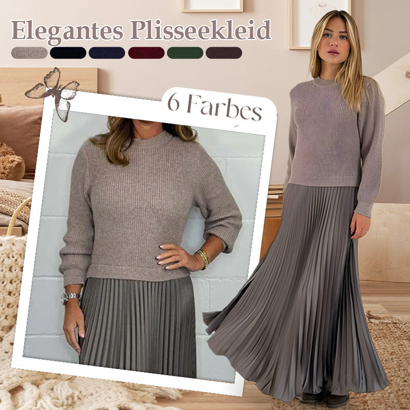 Elegante und stilvolle Faltenkleider mit Rundhalsausschnitt für Damen