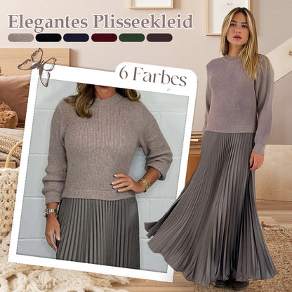 Elegante und stilvolle Faltenkleider mit Rundhalsausschnitt für Damen