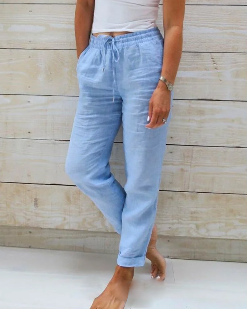 👖 50% RABATT! 🌿 Damenhose aus Baumwolle & Leinen – Elastischer Bund, atmungsaktiv & bequem – Perfekt für lässigen Sommer-Look ☀️-14