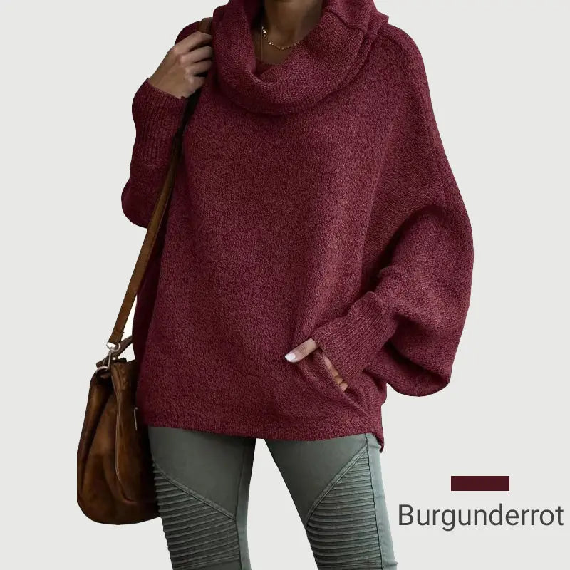 🎉HOT SALE💖Damen Fledermausärmel Pullover mit Rollkragen und Taschen