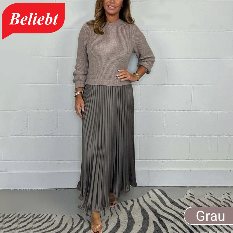 🥰Elegante und stilvolle Faltenkleider mit Rundhalsausschnitt für Damen📦-8