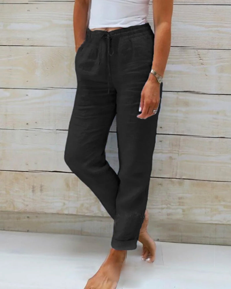 👖 50% RABATT! 🌿 Damenhose aus Baumwolle & Leinen – Elastischer Bund, atmungsaktiv & bequem – Perfekt für lässigen Sommer-Look ☀️-18