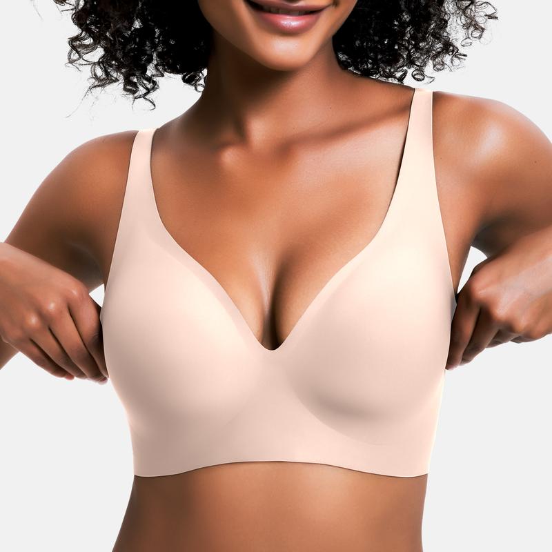 👙 50% RABATT! 💕 Nahtloser kabelloser Push-up-BH für Damen – Tiefes V, unsichtbar & bequem – Perfekt unter tief ausgeschnittenen oder engen Oberteilen – natürliches Dekolleté ohne Bügel ✨🌸