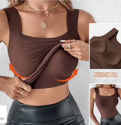 💐Thermische Tank-Tops für Damen mit U-Ausschnitt und integriertem BH