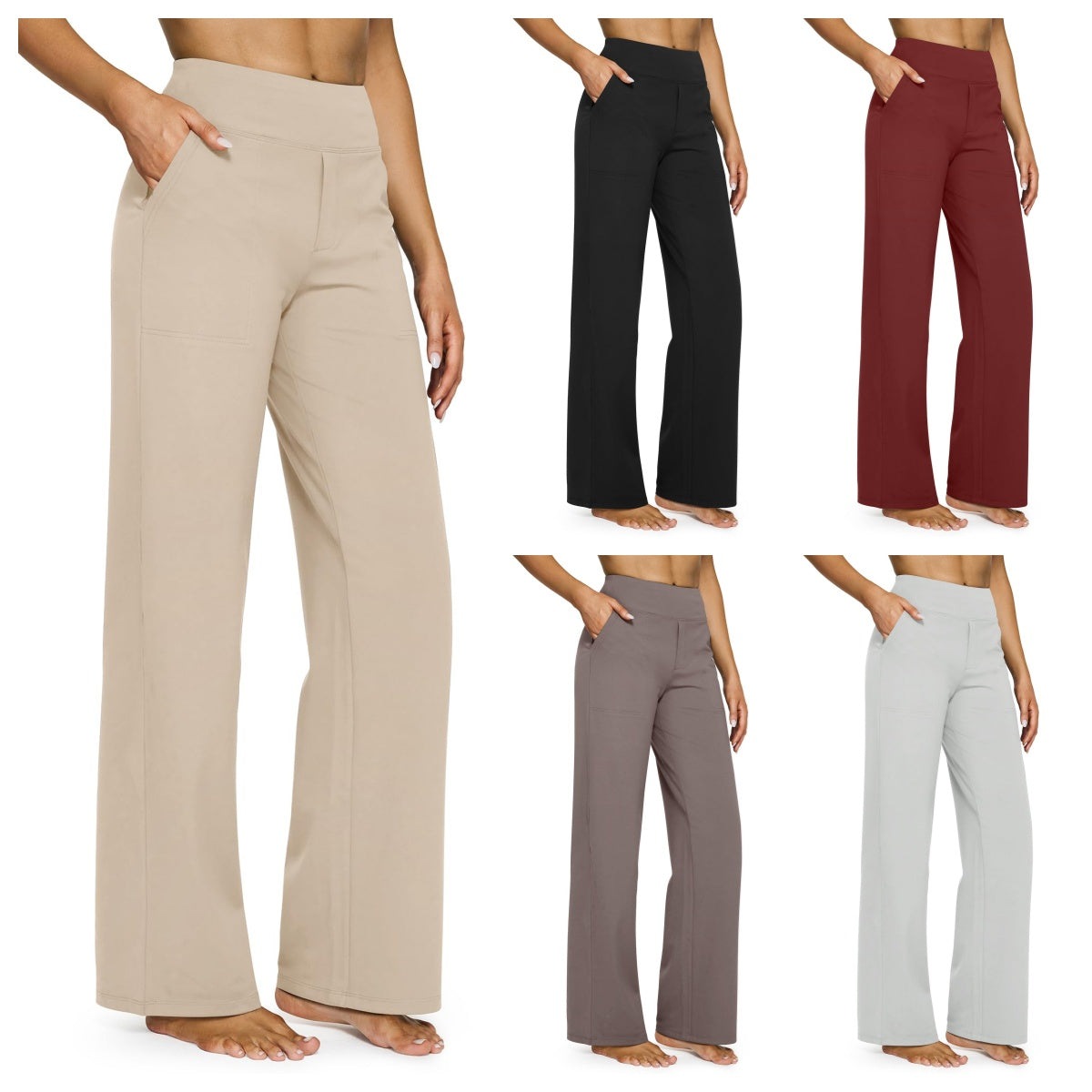 💖LAST-DAY-AKTION – 50 % RABATT 💖 Lässige Yoga-Hose mit weitem Bein für Damen mit hoher Taille und Stretch-1