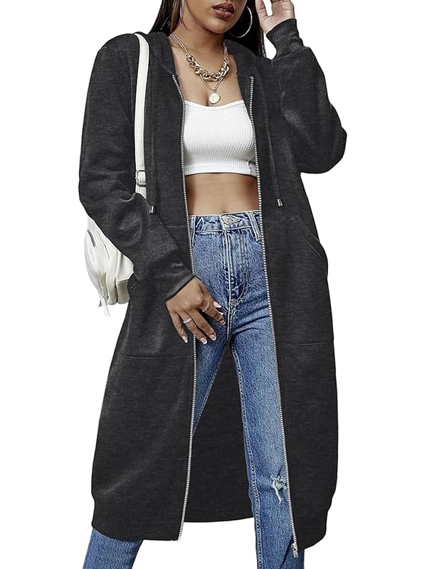 🔥✨Damen Fleece‑Kapuzenpullover mit Reißverschluss-12