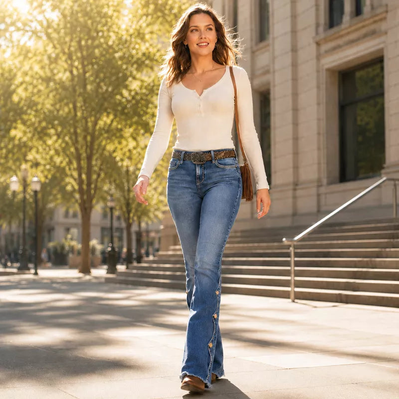 💎✨ Bestseller – Jeans mit Wellenknöpfen – perfekt für den urbanen Look-6