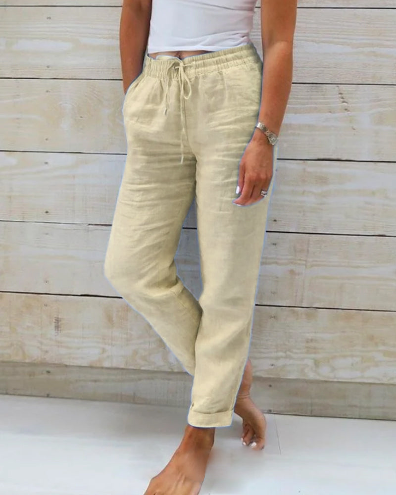 👖 50% RABATT! 🌿 Damenhose aus Baumwolle & Leinen – Elastischer Bund, atmungsaktiv & bequem – Perfekt für lässigen Sommer-Look ☀️-16
