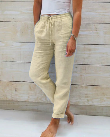 👖 50% RABATT! 🌿 Damenhose aus Baumwolle & Leinen – Elastischer Bund, atmungsaktiv & bequem – Perfekt für lässigen Sommer-Look ☀️-16