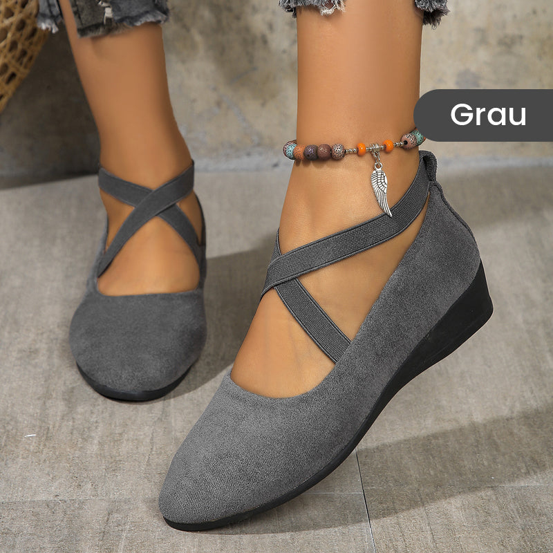 💃🔥Letzter Tag Promotion 50% Rabatt🔥Elegante feste Farbe elastische Riemen niedrige Keilschuhe-11