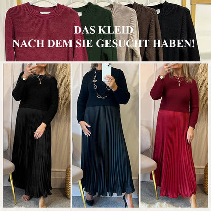 Elegante und stilvolle Faltenkleider mit Rundhalsausschnitt für Damen