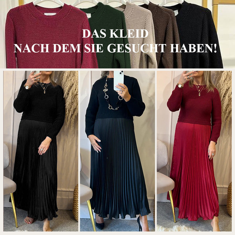 🥰Elegante und stilvolle Faltenkleider mit Rundhalsausschnitt für Damen📦-1