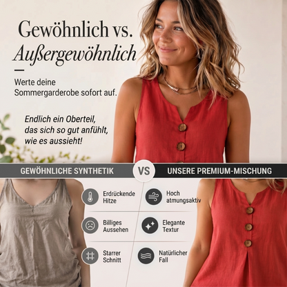 ⌛Zeitlich begrenztes Angebot – Ärmelloses Damen-Top mit V-Ausschnitt aus Baumwoll-Leinen-Mischung-1