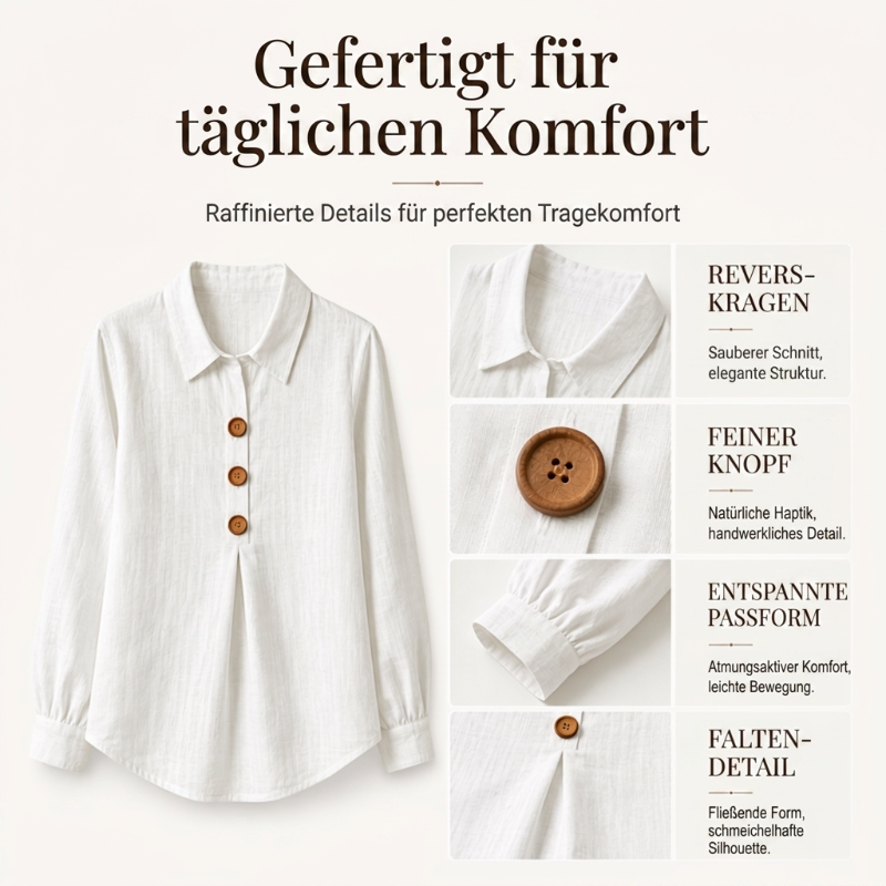 Damen elegantes Oberteil mit Reverskragen und Knopfleiste-1