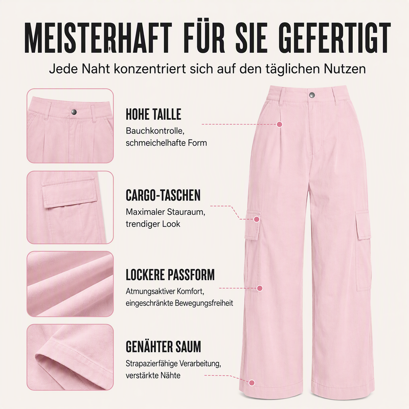 ✨ 👖 50% Rabatt | Optisch längere Beine & praktische Cargo-Taschen – Damen High-Waist Hose