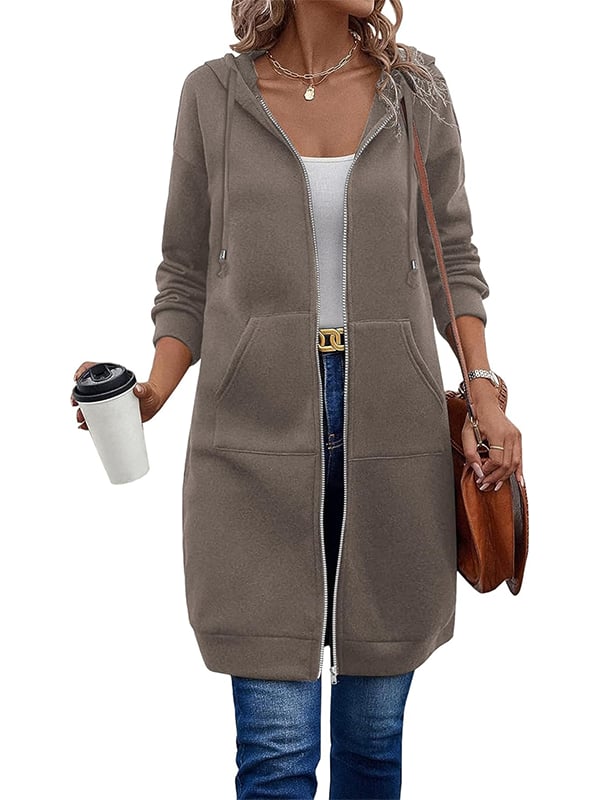 🔥✨Damen Fleece‑Kapuzenpullover mit Reißverschluss-11