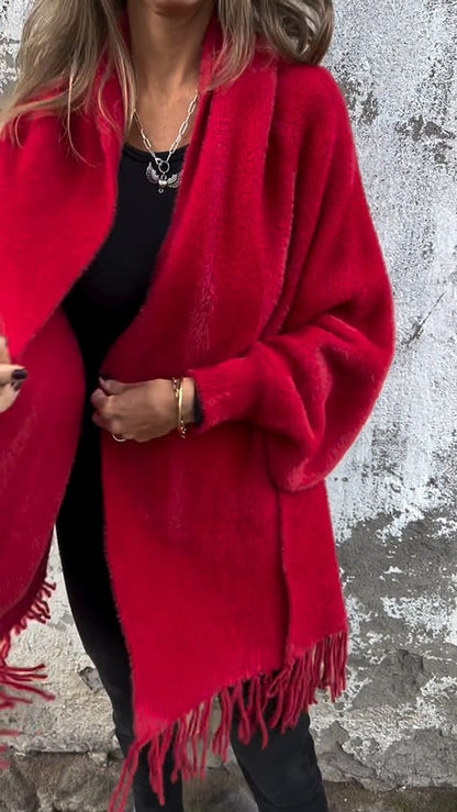 🍂Herbst-Specials🍂Langärmliger, lässiger Schalmantel mit Quaste für Damen-5