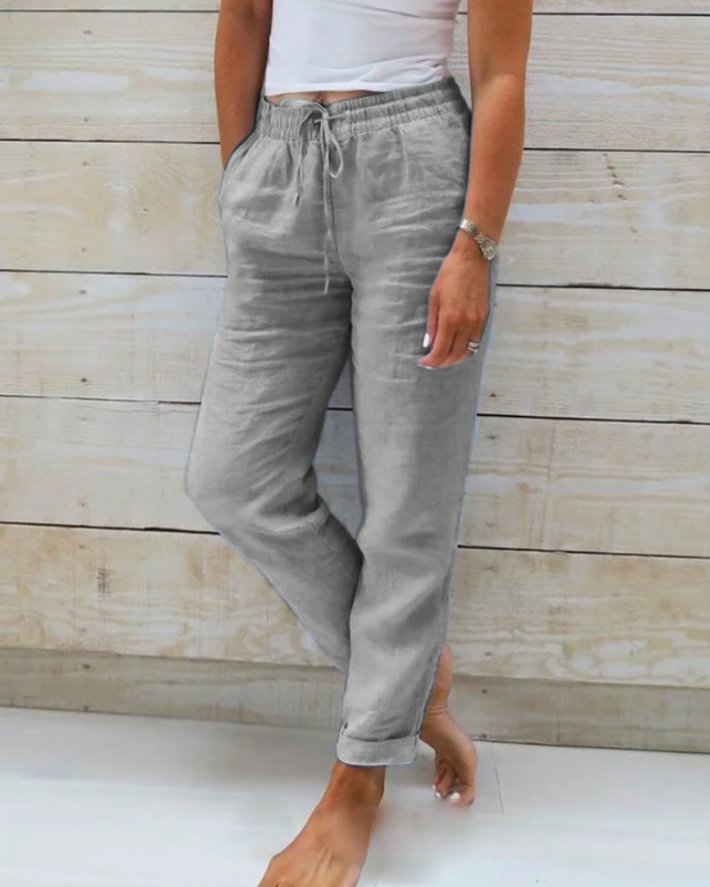 👖 50% RABATT! 🌿 Damenhose aus Baumwolle & Leinen – Elastischer Bund, atmungsaktiv & bequem – Perfekt für lässigen Sommer-Look ☀️-17