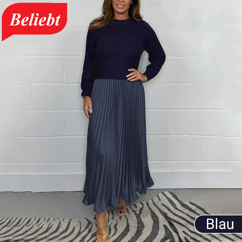 🥰Elegante und stilvolle Faltenkleider mit Rundhalsausschnitt für Damen📦-10