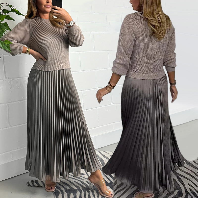 🥰Elegante und stilvolle Faltenkleider mit Rundhalsausschnitt für Damen📦-2