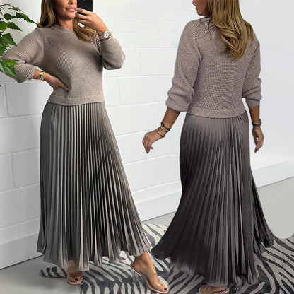 🥰Elegante und stilvolle Faltenkleider mit Rundhalsausschnitt für Damen📦-2