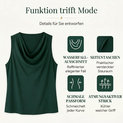 👗 50% RABATT! ⏰ Elegantes Slim-Fit-Kleid mit Wasserfallausschnitt – Ärmellos & mit Seitentaschen – Vielseitig & schmeichelhaft – perfekt für Büro, Dinner oder einen stilvollen Auftritt im Alltag ✨🌸-1