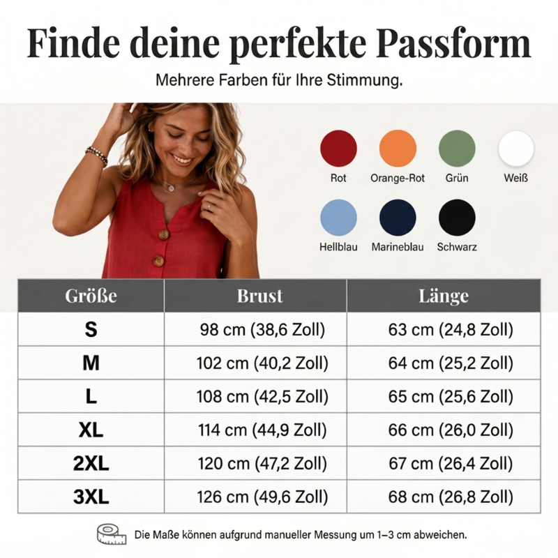 ⌛Zeitlich begrenztes Angebot – Ärmelloses Damen-Top mit V-Ausschnitt aus Baumwoll-Leinen-Mischung-2