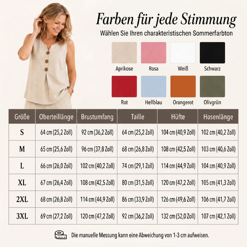 📈 Verkaufshit Nr. 1 – direkt 50%! Set aus ärmellosem Damenoberteil mit Knöpfen und lockerer Hose-4