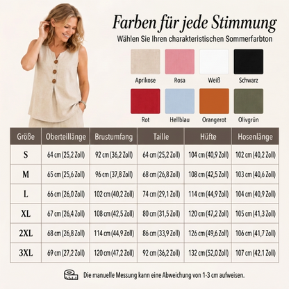 📈 Verkaufshit Nr. 1 – direkt 50%! Set aus ärmellosem Damenoberteil mit Knöpfen und lockerer Hose-4
