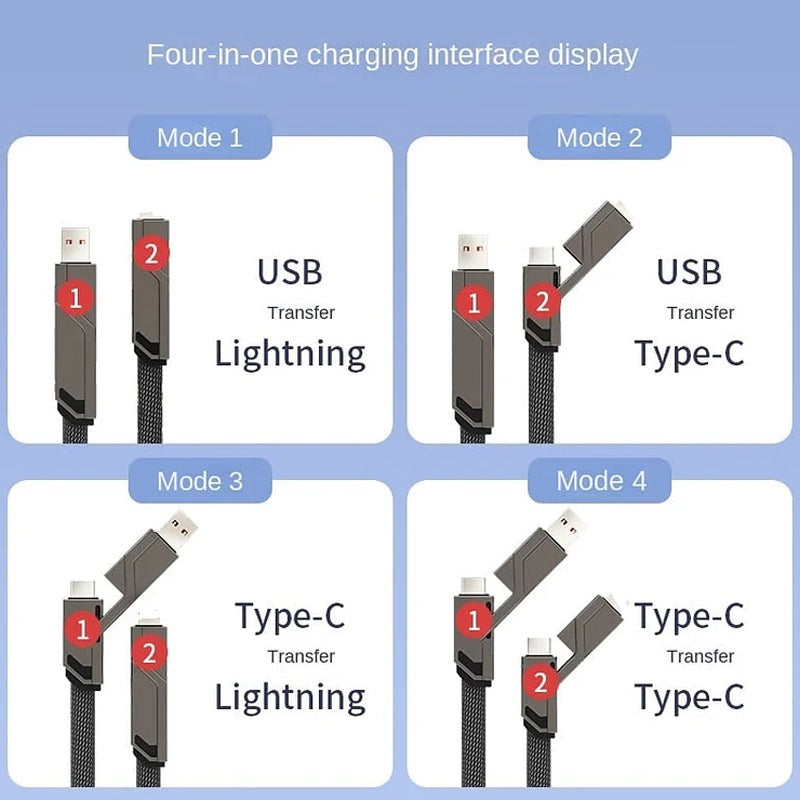 🔥4-in-1 flaches, geflochtenes Anti-Tangle-Ladekabel mit Klettverschluss🔥（Kaufen Sie einen, erhalten Sie einen gratis）-9