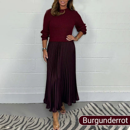🥰Elegante und stilvolle Faltenkleider mit Rundhalsausschnitt für Damen📦-11