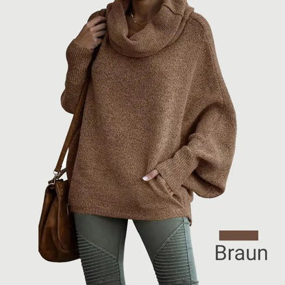 🎉HOT SALE💖Damen Fledermausärmel Pullover mit Rollkragen und Taschen