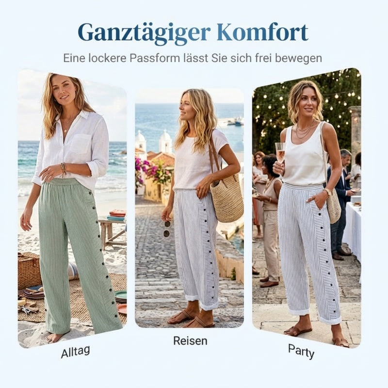 Bequeme blau gestreifte Hose mit Seitentaschen-6