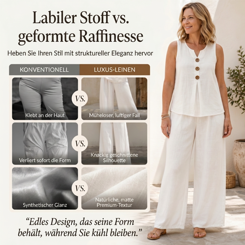 📈 Verkaufshit Nr. 1 – direkt 50%! Set aus ärmellosem Damenoberteil mit Knöpfen und lockerer Hose-2