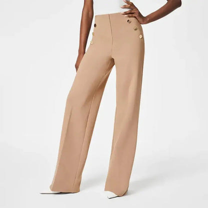 🎁-High Stretch Tummy Control Button Wide Leg Pants