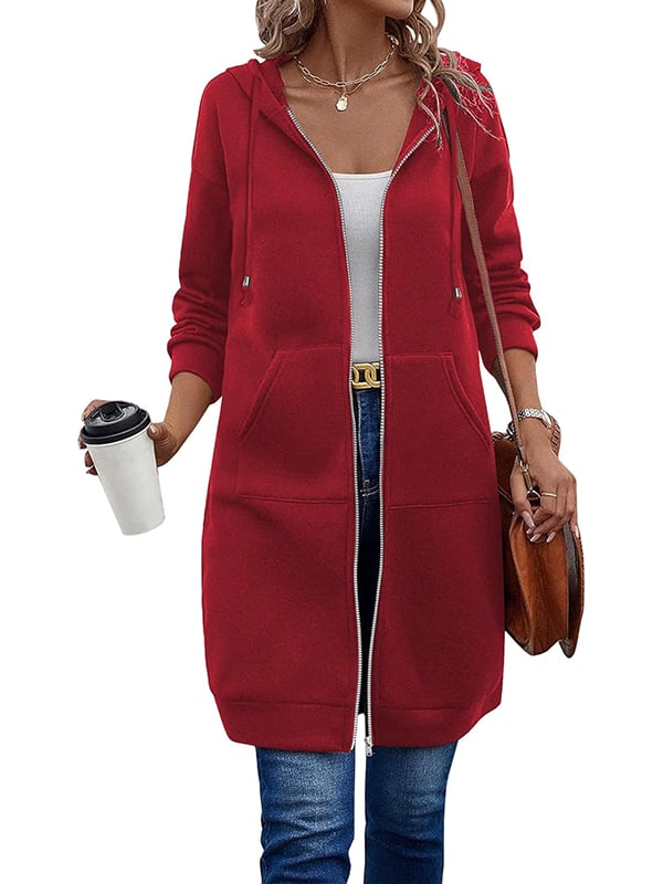 🔥✨Damen Fleece‑Kapuzenpullover mit Reißverschluss-16
