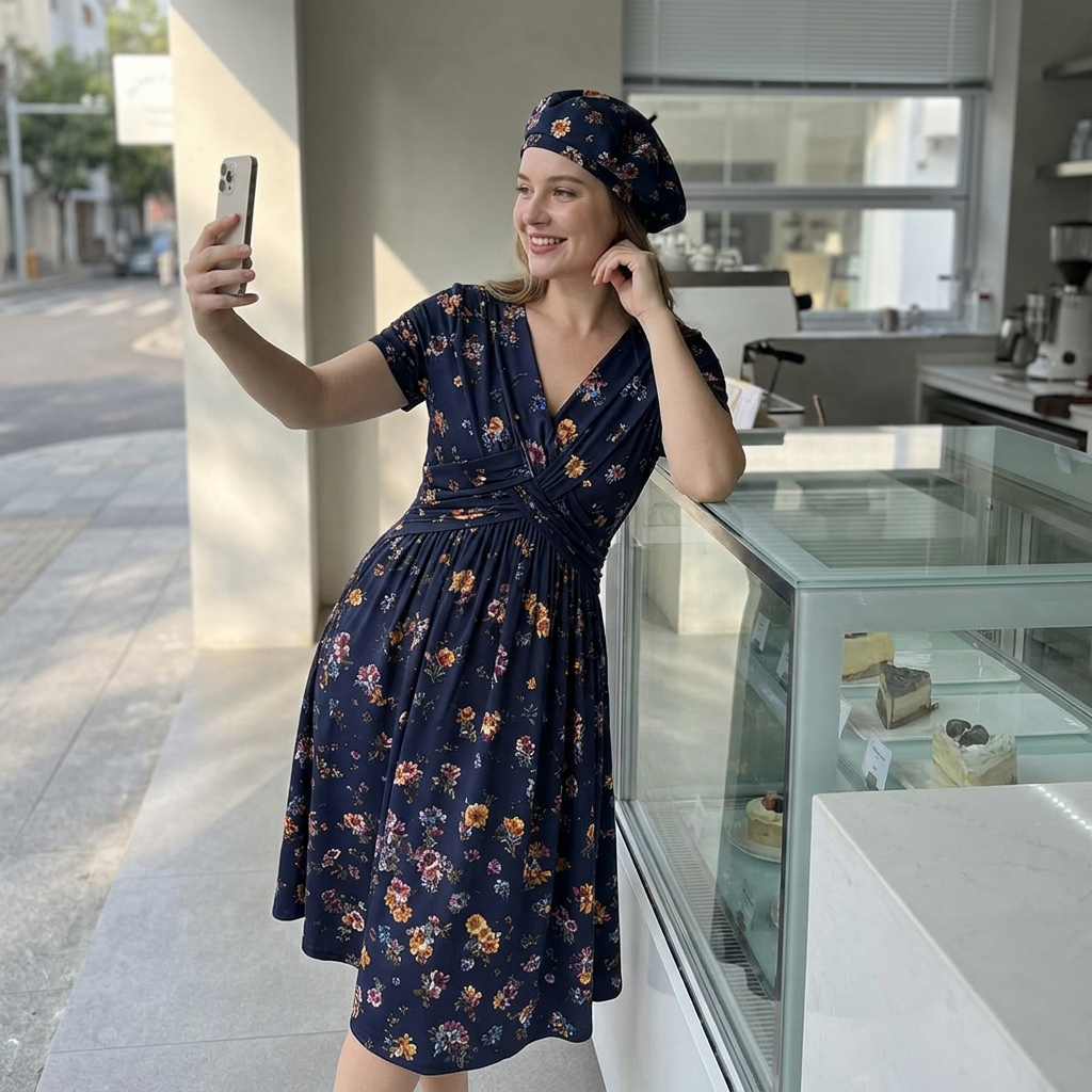 🔥Heißer Verkauf 50% Rabatt🔥👗Damenkleid mit V-Ausschnitt, Blumenmuster und gedrehter Taille✨