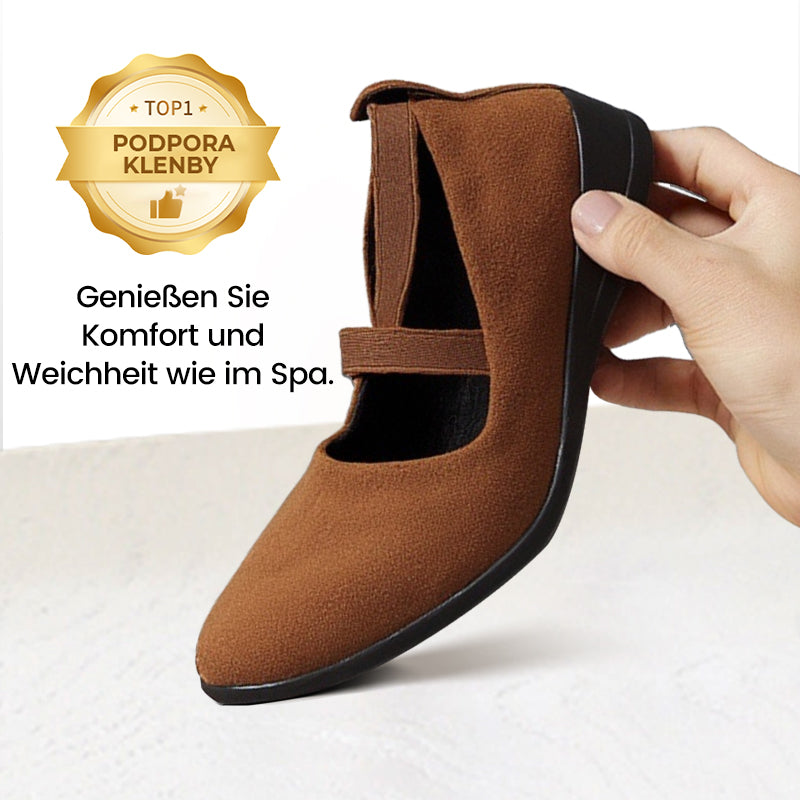 💃🔥Letzter Tag Promotion 50% Rabatt🔥Elegante feste Farbe elastische Riemen niedrige Keilschuhe-4
