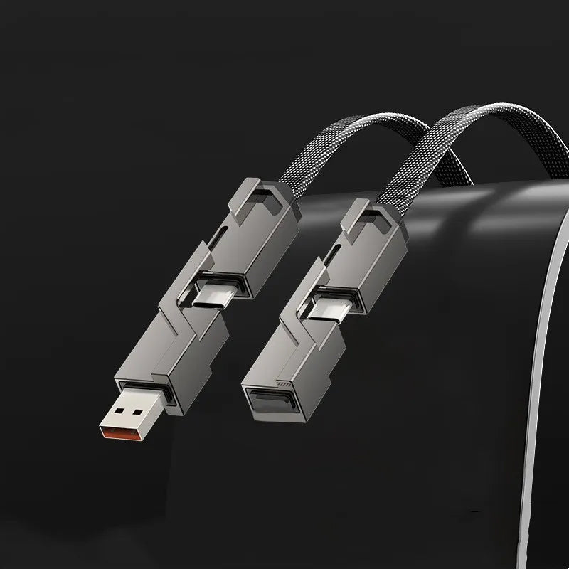 🔥4-in-1 flaches, geflochtenes Anti-Tangle-Ladekabel mit Klettverschluss🔥（Kaufen Sie einen, erhalten Sie einen gratis）-1