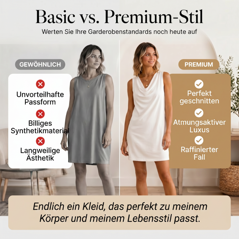 👗 50% RABATT! ⏰ Elegantes Slim-Fit-Kleid mit Wasserfallausschnitt – Ärmellos & mit Seitentaschen – Vielseitig & schmeichelhaft – perfekt für Büro, Dinner oder einen stilvollen Auftritt im Alltag ✨🌸-2