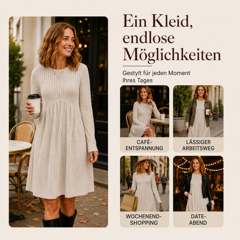 📢📢50%Rabatt!!!🎉🔥Langärmelige Herbstkleider mit quadratischem Ausschnitt für Frauen