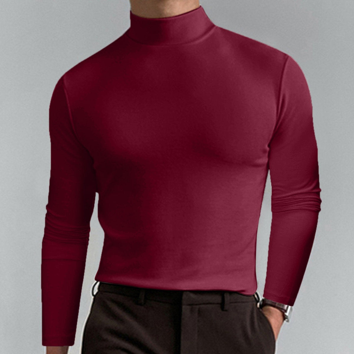 💥Ein Must-Have-All-Match-Unterhemd für Herbst und Winter 🔥Herren-T-Shirt mit hohem Kragen und langen Ärmeln und schmaler Passform-10