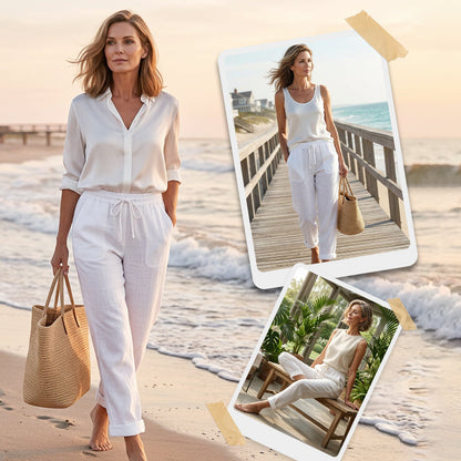 👖 50% RABATT! 🌿 Damenhose aus Baumwolle & Leinen – Elastischer Bund, atmungsaktiv & bequem – Perfekt für lässigen Sommer-Look ☀️-6